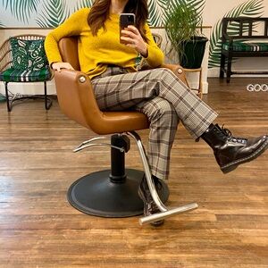 Reformation Franklin Pant Beige/red Check - Size 6